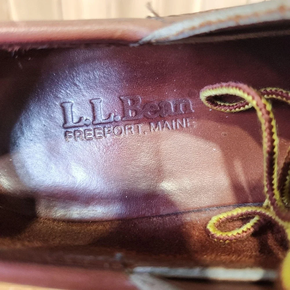 L.L.Bean Blucher Moc Shoes Mens 9 M Brown Leather Boat Casual Non Slip Comfort